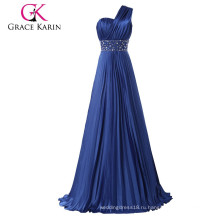 Грейс Карин одно плечо длинное вечернее платье женщин темно-синий платье CL6021